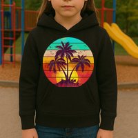 Vintage Sunset Sunrise Palm Tree Island Kids Hoodie