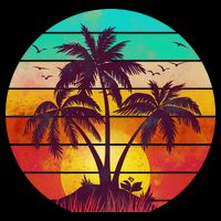 Vintage Sunset Sunrise Palm Tree Island Kids Hoodie