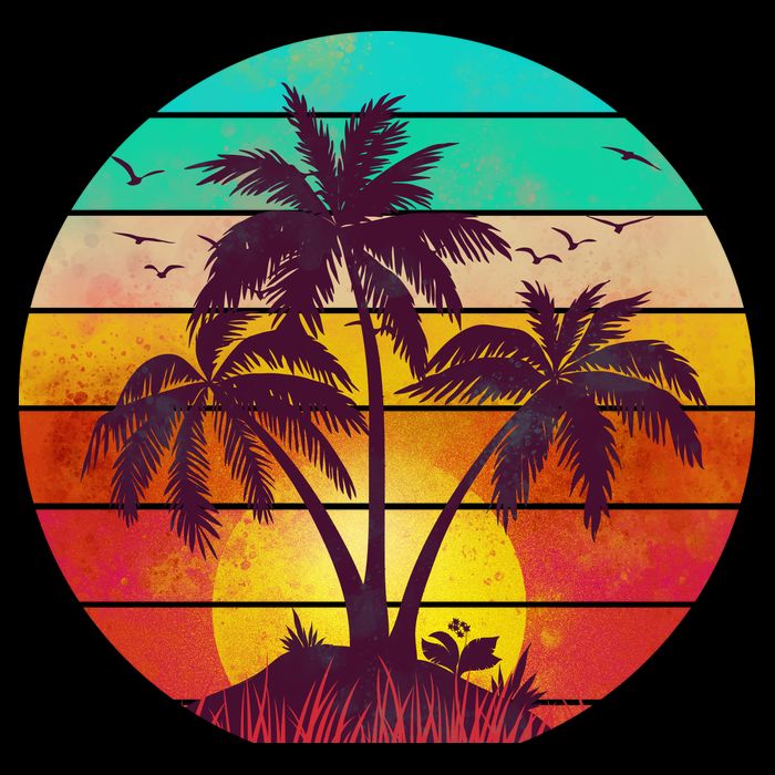 Vintage Sunset Sunrise Palm Tree Island Kids Hoodie