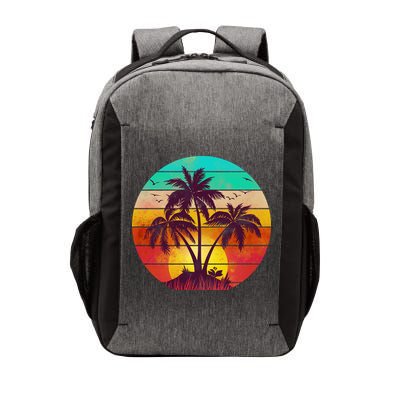 Vintage Sunset Sunrise Palm Tree Island Vector Backpack
