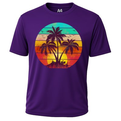 Vintage Sunset Sunrise Palm Tree Island Performance Shirt