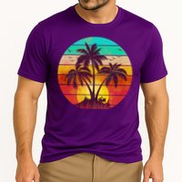 Vintage Sunset Sunrise Palm Tree Island Cooling Performance Crew T-Shirt