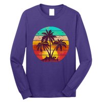 Vintage Sunset Sunrise Palm Tree Island Long Sleeve Shirt