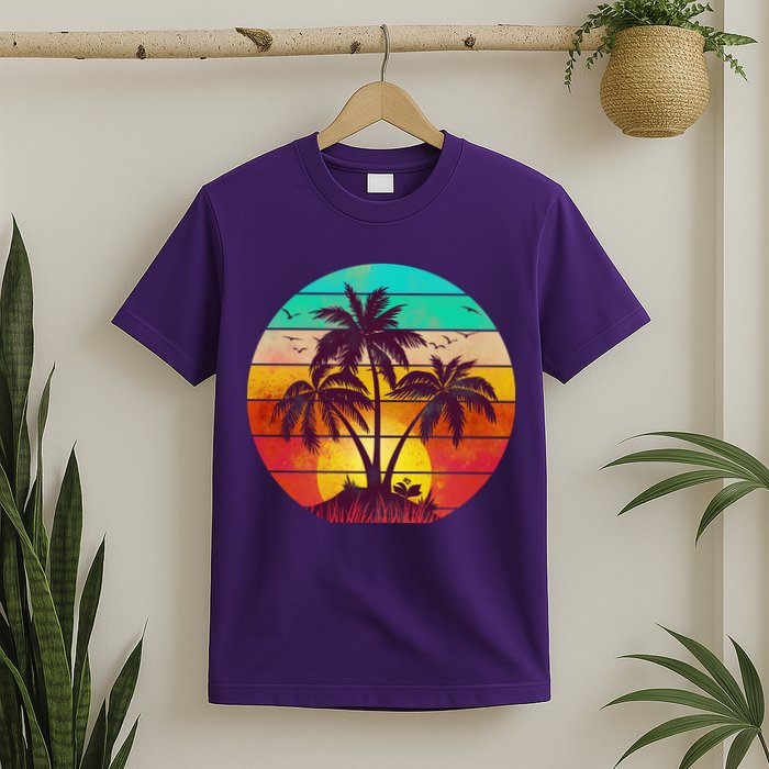 Vintage Sunset Sunrise Palm Tree Island T-Shirt