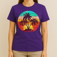 Vintage Sunset Sunrise Palm Tree Island T-Shirt