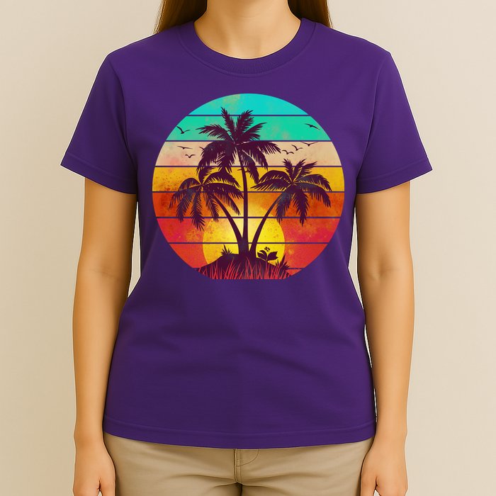 Vintage Sunset Sunrise Palm Tree Island T-Shirt
