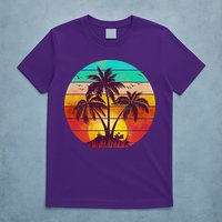 Vintage Sunset Sunrise Palm Tree Island T-Shirt