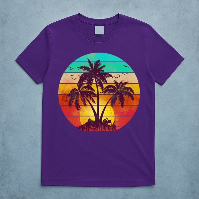 Vintage Sunset Sunrise Palm Tree Island T-Shirt