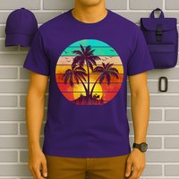 Vintage Sunset Sunrise Palm Tree Island T-Shirt
