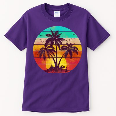 Vintage Sunset Sunrise Palm Tree Island Tall T-Shirt