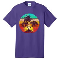 Vintage Sunset Sunrise Palm Tree Island Tall T-Shirt