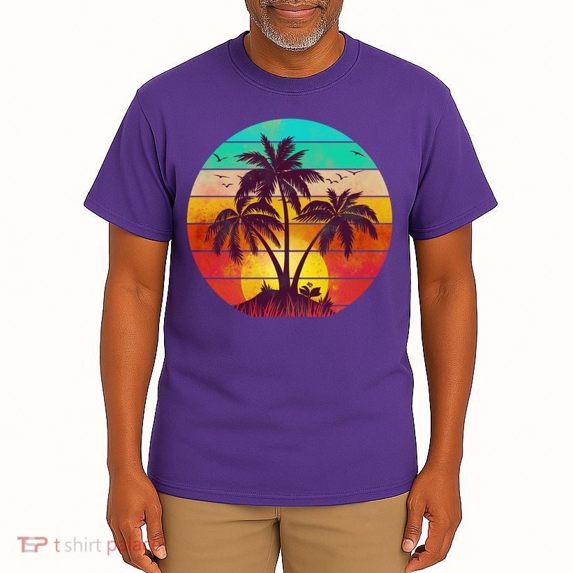 Vintage Sunset Sunrise Palm Tree Island Tall T-Shirt