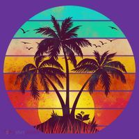 Vintage Sunset Sunrise Palm Tree Island Tall T-Shirt