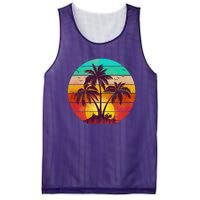 Vintage Sunset Sunrise Palm Tree Island Mesh Reversible Basketball Jersey Tank