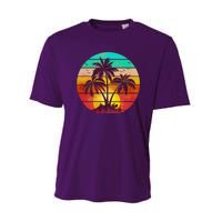 Vintage Sunset Sunrise Palm Tree Island Performance Sprint T-Shirt