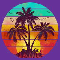 Vintage Sunset Sunrise Palm Tree Island Tie-Dye T-Shirt