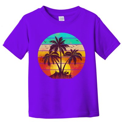 Vintage Sunset Sunrise Palm Tree Island Toddler T-Shirt