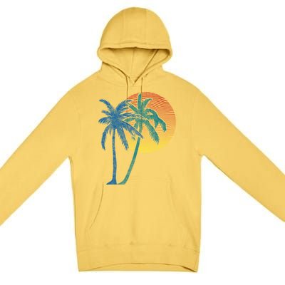 Vintage Sunset Sunrise Palms Vacay Summer Vacation Vibes Tee Funny Gift Premium Pullover Hoodie