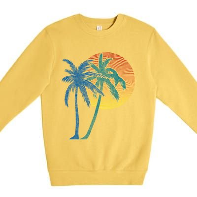 Vintage Sunset Sunrise Palms Vacay Summer Vacation Vibes Tee Funny Gift Premium Crewneck Sweatshirt