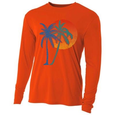 Vintage Sunset Sunrise Palms Vacay Summer Vacation Vibes Tee Funny Gift Cooling Performance Long Sleeve Crew