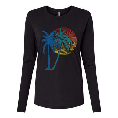 Vintage Sunset Sunrise Palms Vacay Summer Vacation Vibes Tee Funny Gift Womens Cotton Relaxed Long Sleeve T-Shirt