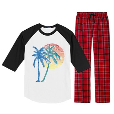 Vintage Sunset Sunrise Palms Vacay Summer Vacation Vibes Tee Funny Gift Raglan Sleeve Pajama Set