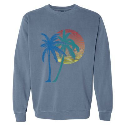 Vintage Sunset Sunrise Palms Vacay Summer Vacation Vibes Tee Funny Gift Garment-Dyed Sweatshirt