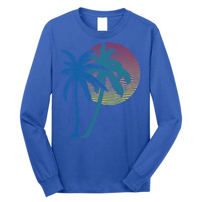 Vintage Sunset Sunrise Palms Vacay Summer Vacation Vibes Tee Funny Gift Long Sleeve Shirt