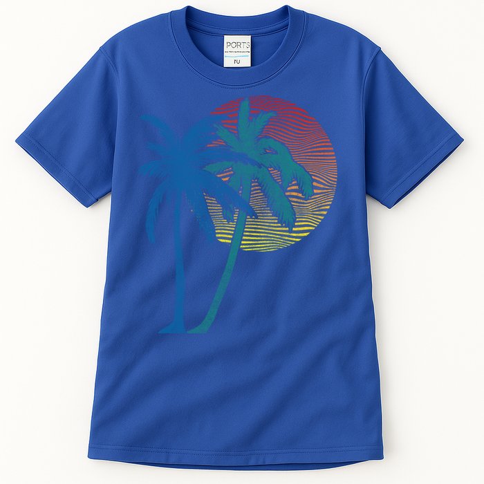 Vintage Sunset Sunrise Palms Vacay Summer Vacation Vibes Tee Funny Gift Tall T-Shirt