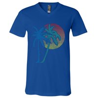 Vintage Sunset Sunrise Palms Vacay Summer Vacation Vibes Tee Funny Gift V-Neck T-Shirt