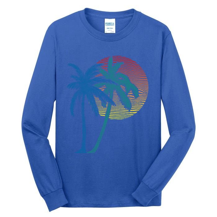 Vintage Sunset Sunrise Palms Vacay Summer Vacation Vibes Tee Funny Gift Tall Long Sleeve T-Shirt