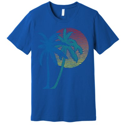 Vintage Sunset Sunrise Palms Vacay Summer Vacation Vibes Tee Funny Gift Premium T-Shirt