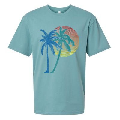 Vintage Sunset Sunrise Palms Vacay Summer Vacation Vibes Tee Funny Gift Sueded Cloud Jersey T-Shirt