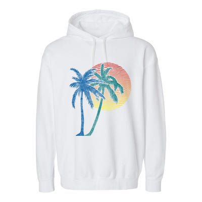 Vintage Sunset Sunrise Palms Vacay Summer Vacation Vibes Tee Funny Gift Garment-Dyed Fleece Hoodie