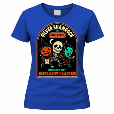 Vintage Silver Shamrock Novelties Happy Happy Halloween Women's T-Shirt