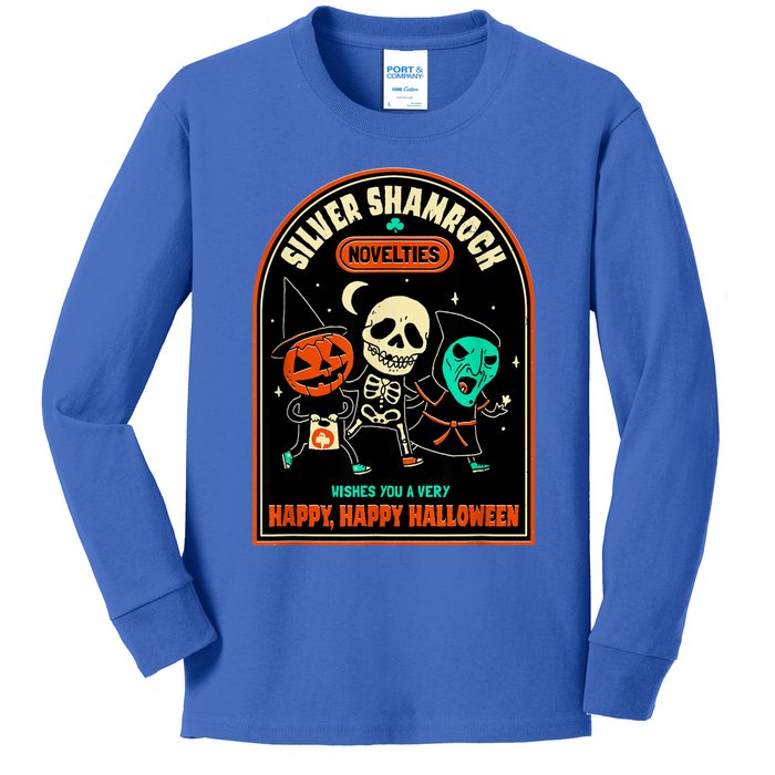 Vintage Silver Shamrock Novelties Happy Happy Halloween Kids Long Sleeve Shirt