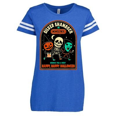 Vintage Silver Shamrock Novelties Happy Happy Halloween Enza Ladies Jersey Football T-Shirt