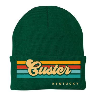 Vintage Sunset Stripes Custer Kentucky Knit Cap Winter Beanie