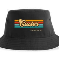 Vintage Sunset Stripes Custer Kentucky Sustainable Bucket Hat