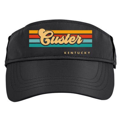 Vintage Sunset Stripes Custer Kentucky Adult Drive Performance Visor