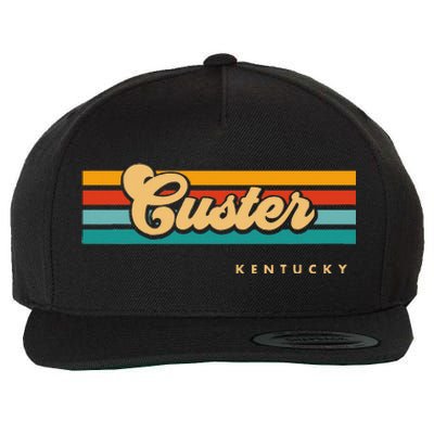 Vintage Sunset Stripes Custer Kentucky Wool Snapback Cap