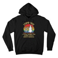 Vintage Sunset Stupid Tree Disc Golf Funny Hoodie