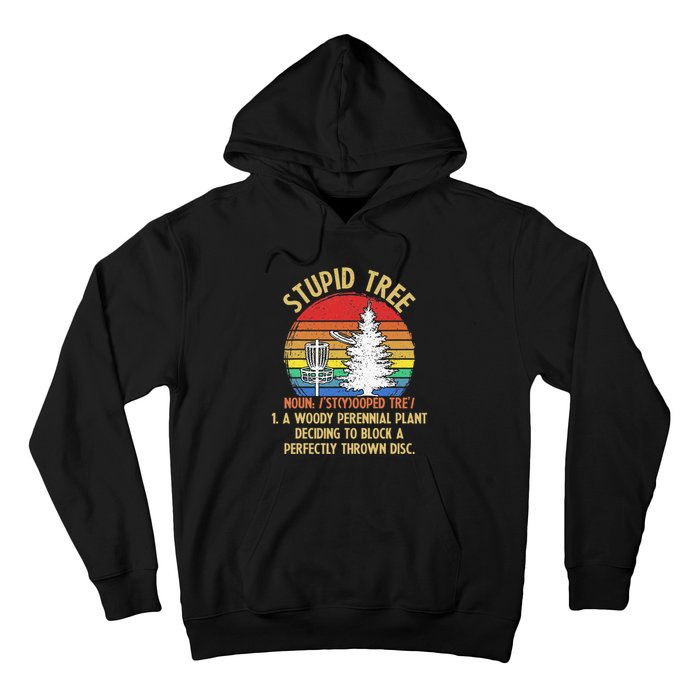 Vintage Sunset Stupid Tree Disc Golf Funny Hoodie