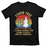 Vintage Sunset Stupid Tree Disc Golf Funny T-Shirt