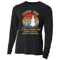 Vintage Sunset Stupid Tree Disc Golf Funny Cooling Performance Long Sleeve Crew