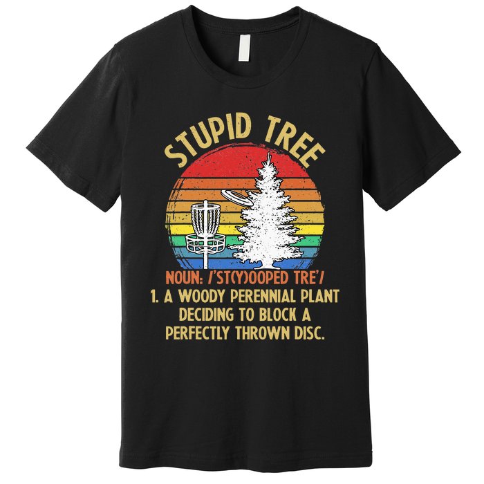 Vintage Sunset Stupid Tree Disc Golf Funny Premium T-Shirt