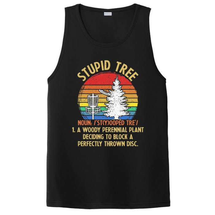 Vintage Sunset Stupid Tree Disc Golf Funny PosiCharge Competitor Tank