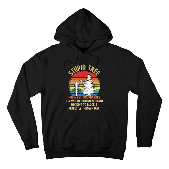 Vintage Sunset Stupid Tree Disc Golf Funny Tall Hoodie