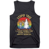 Vintage Sunset Stupid Tree Disc Golf Funny Tank Top