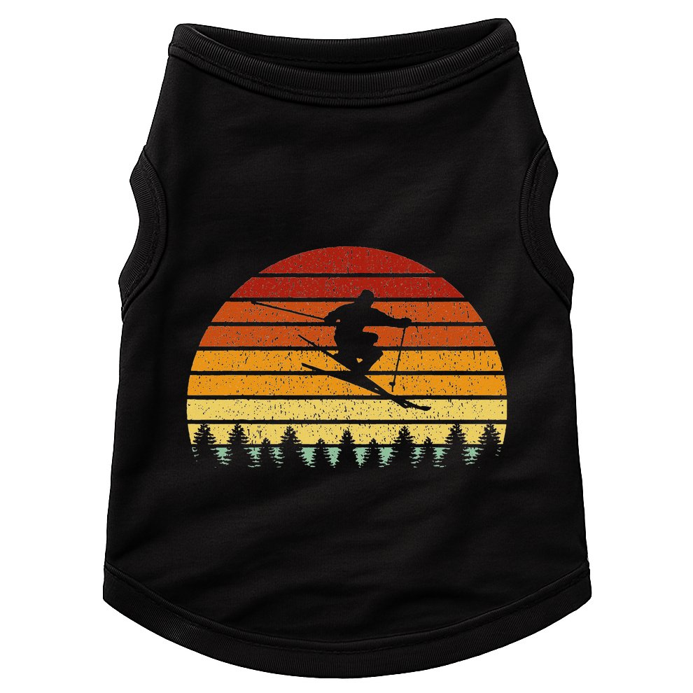 Vintage Sunset Skiing Gift For Skiers Doggie Tank